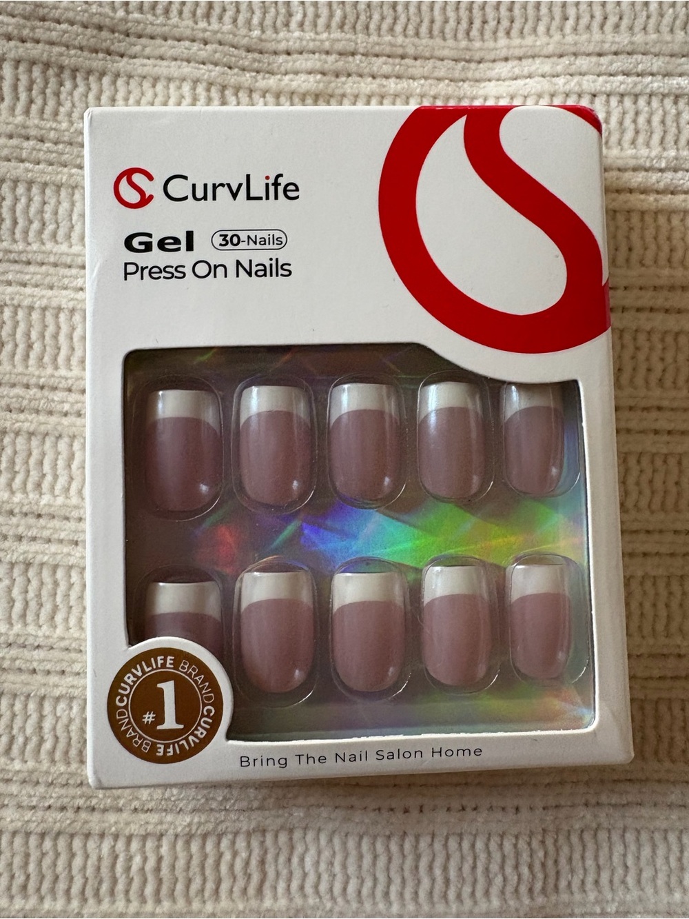 Curvlife Gel Press On Nails in French Tip Pink (30-Pack)